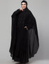 Dubai Black Shine Nida Black Embroidery Abaya Close-up View